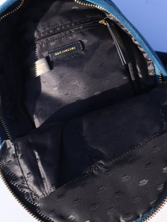 Juicy Couture Teal Velvet Mini Backpack with Crystal Logo